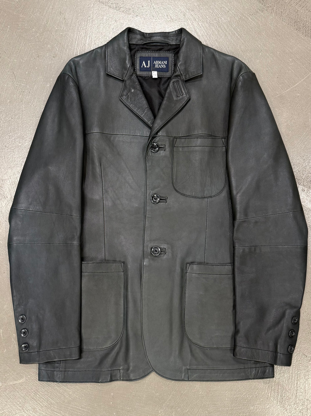 2000s Armani leather blazer jacket