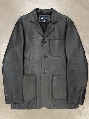 2000s Armani leather blazer jacket
