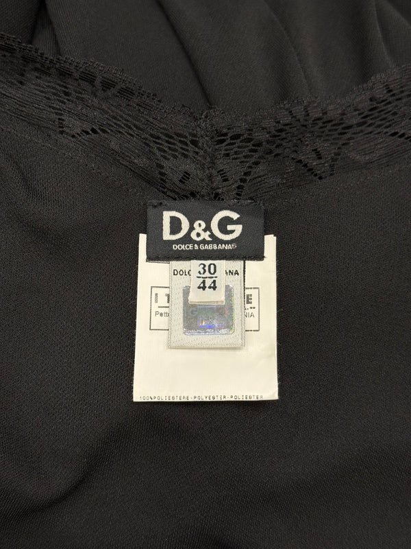 2000s Dolce & Gabbana lace trim silk blouse
