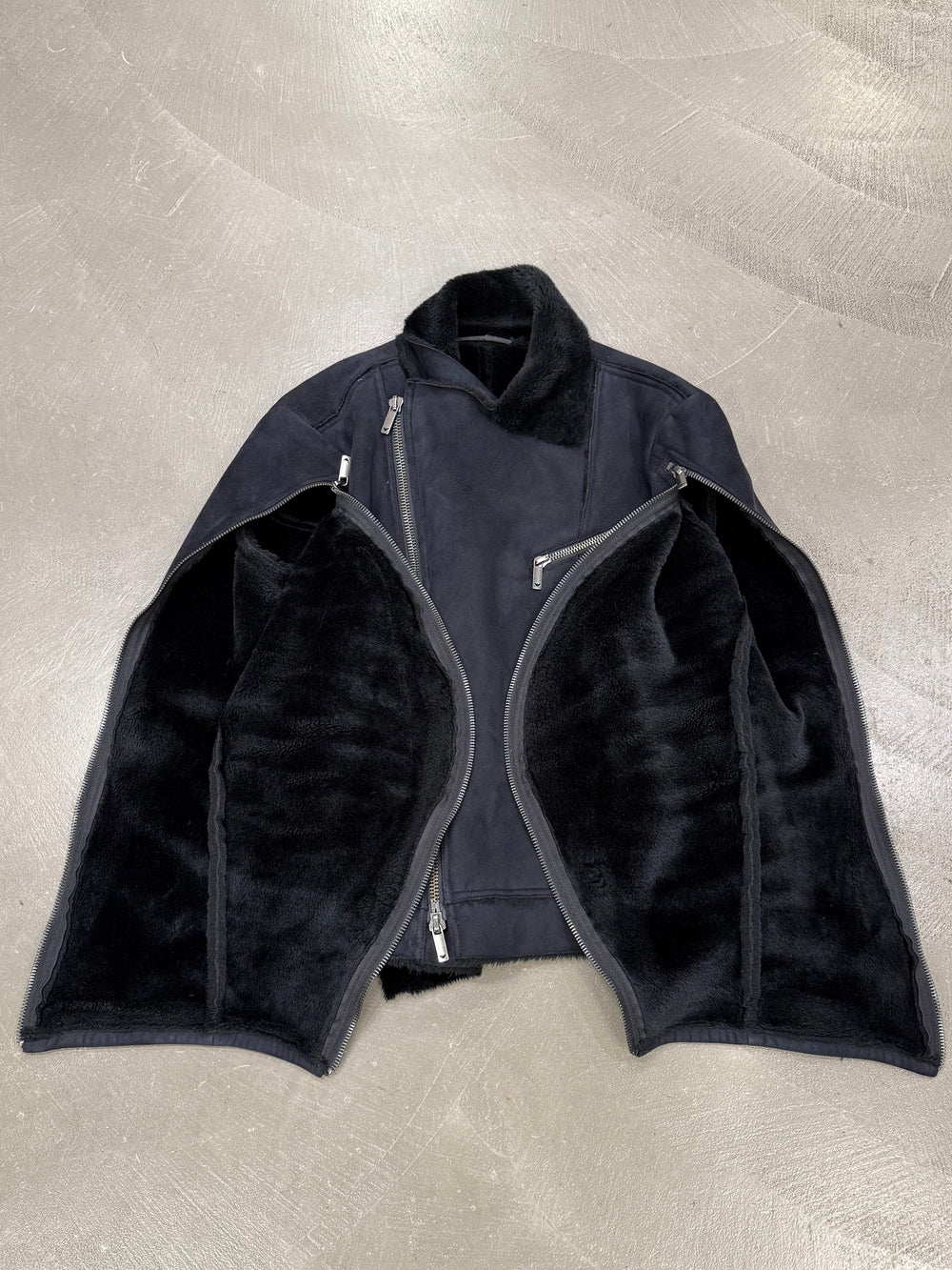 A/W2002 Emporio Armani asymmetric zip sleeve biker jacket