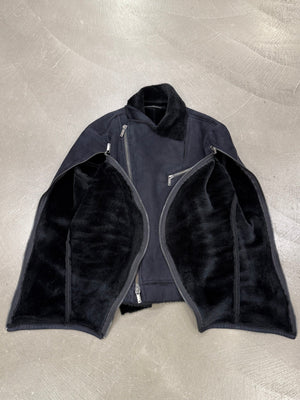 A/W2002 Emporio Armani asymmetric zip sleeve biker jacket