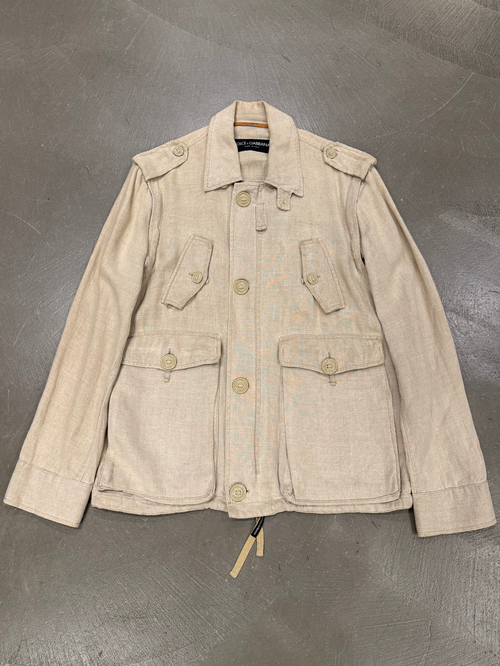 2000s Dolce & Gabbana multi-pocket linen utility jacket