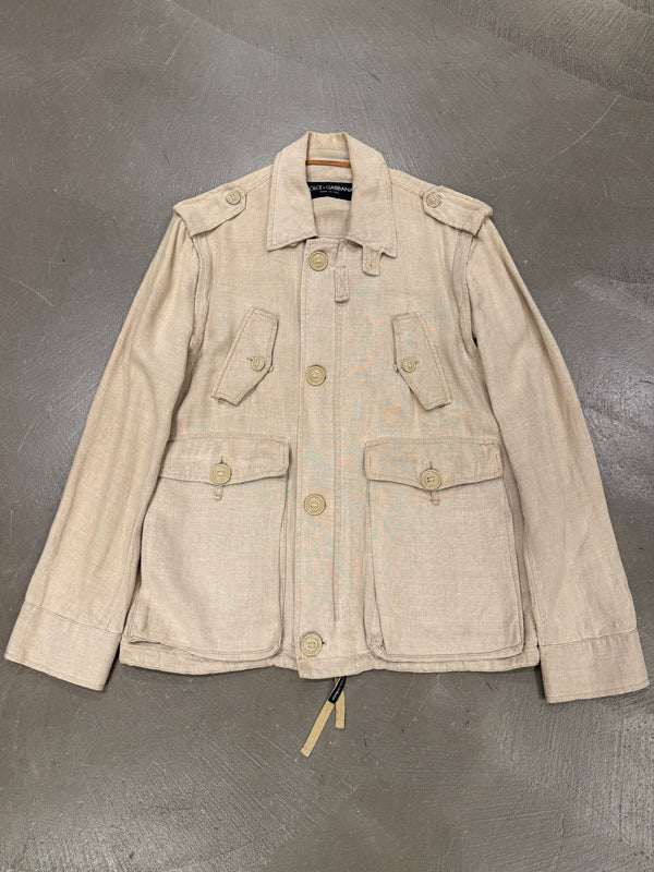 2000s Dolce & Gabbana multi-pocket linen utility jacket