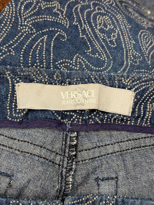 2000s Versace embellished flared denim