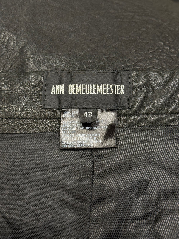 2000s Ann Demeulemeester leather pants with waist straps