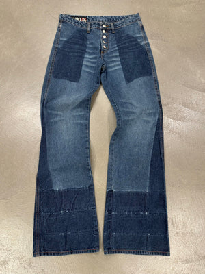 S/S 2003 Jean Paul Gaultier flared patchwork jeans