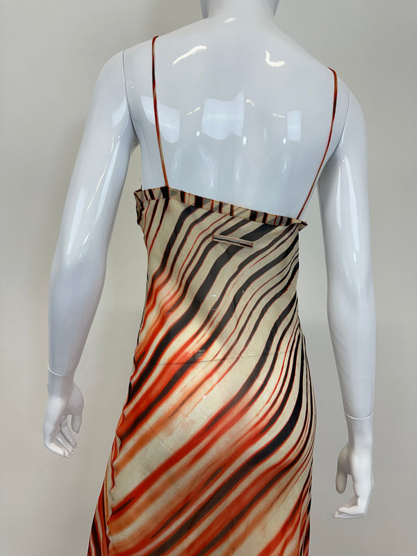S/S 2001 Jean Paul Gaultier silk stripe mesh sheer dress