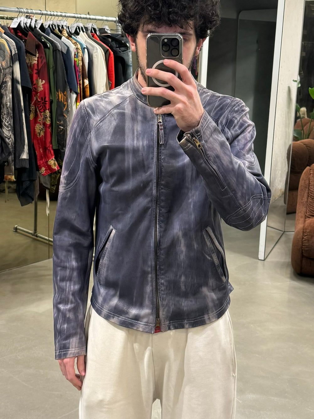 2000s Armani tie dye leather jacket