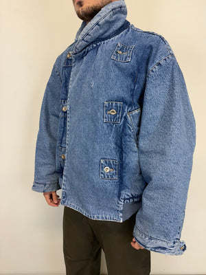 1980s Katharine Hamnett padded denim double breasted bomber