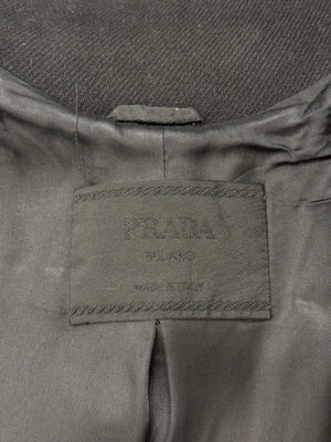A/W1999 Prada wool long coat with leather details