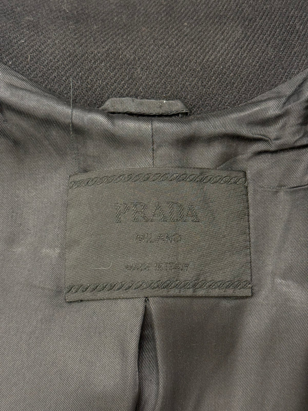 A/W1999 Prada wool long coat with leather details