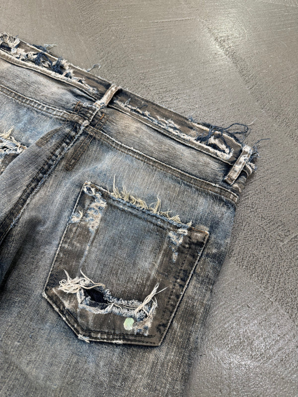 2009 Rick Owens Olmar and Mirta distressed dust denim
