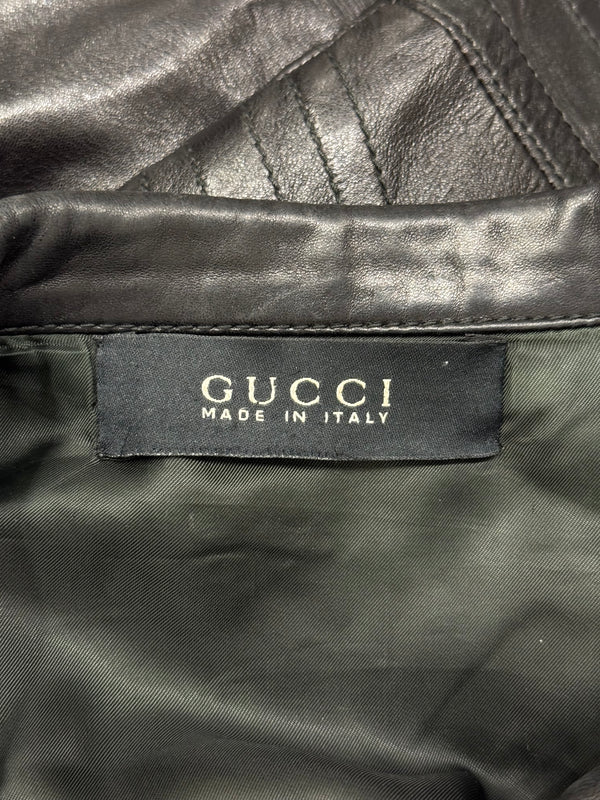 A/W2003 Gucci by tom Ford paneled moto leather jacket