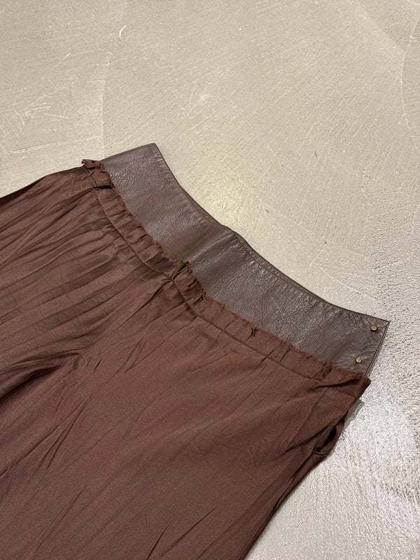 2000s Roberto Cavalli hybrid leather waistband wide pants