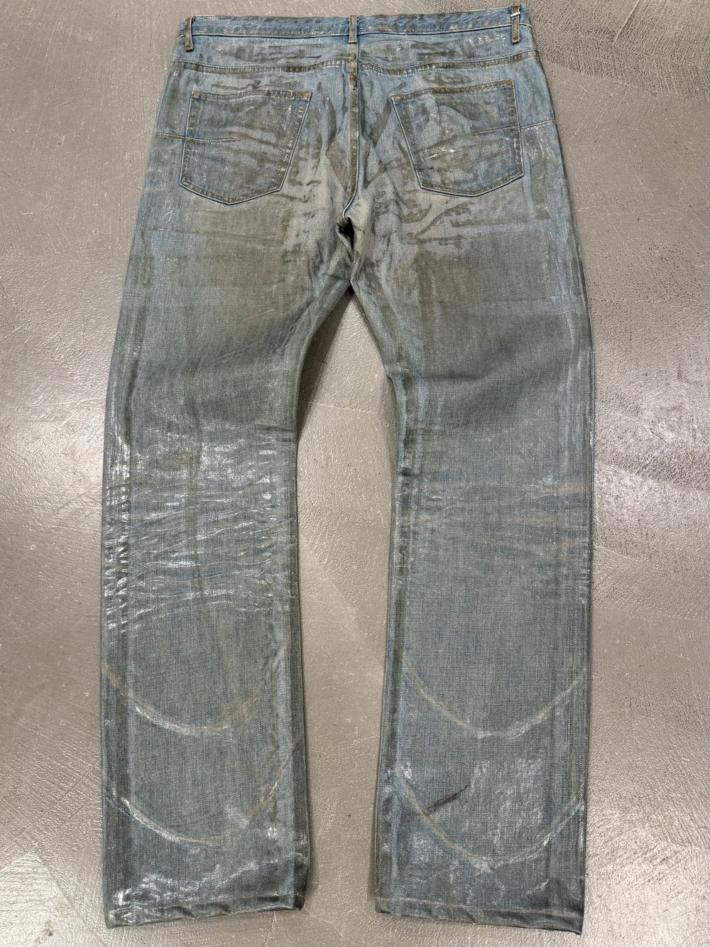 S/S2004 Dior by Hedi Slimane "Strip" Bleu Clair waxed jeans