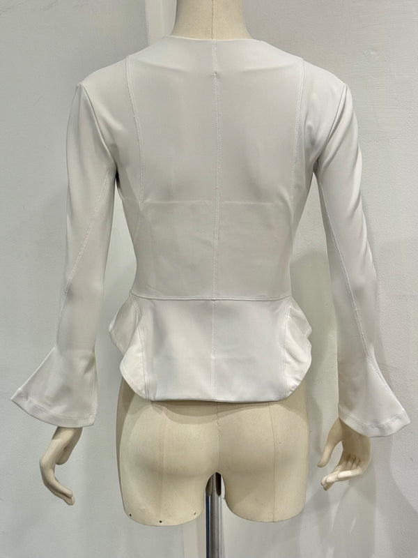 2010s Mugler white structured jacket with flared sleeves