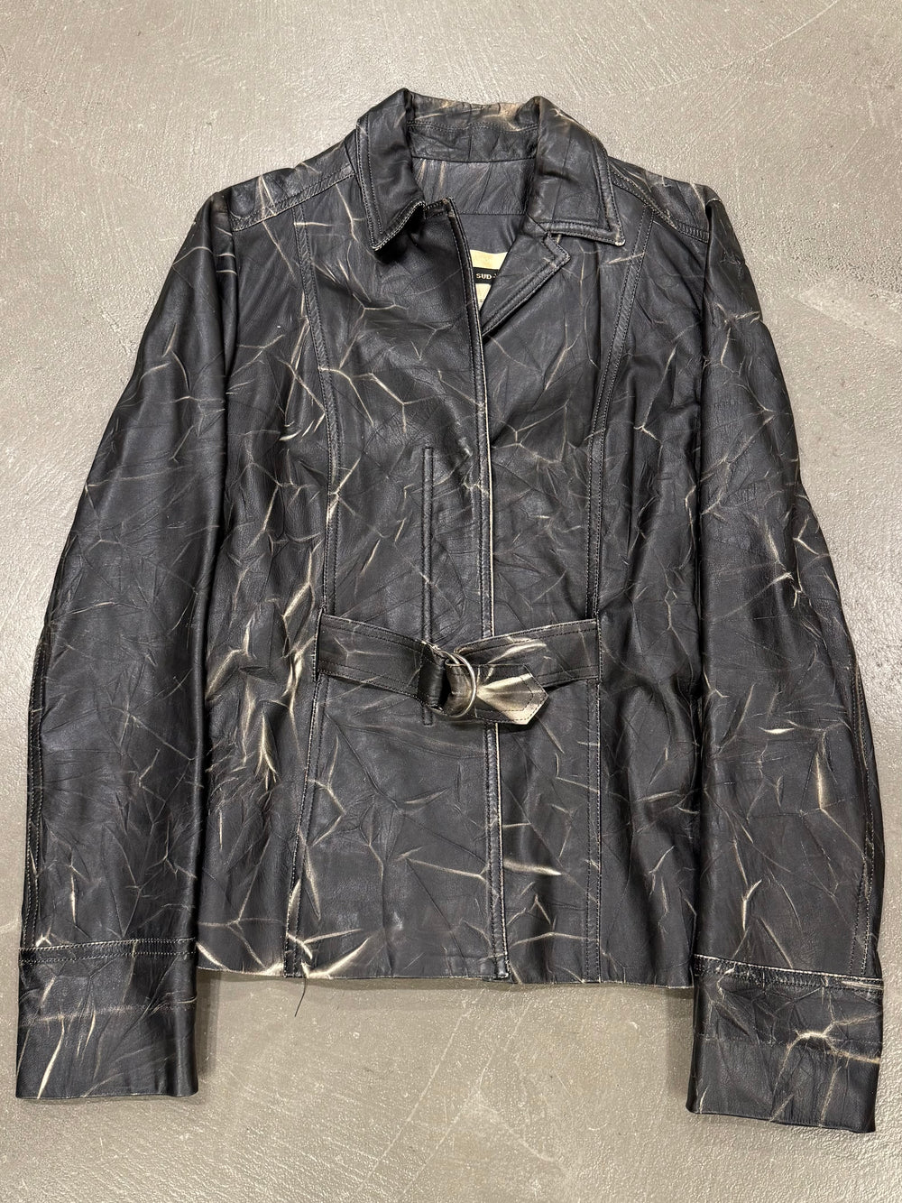 2000s Plein Sud dyed effect distressed leather jacket