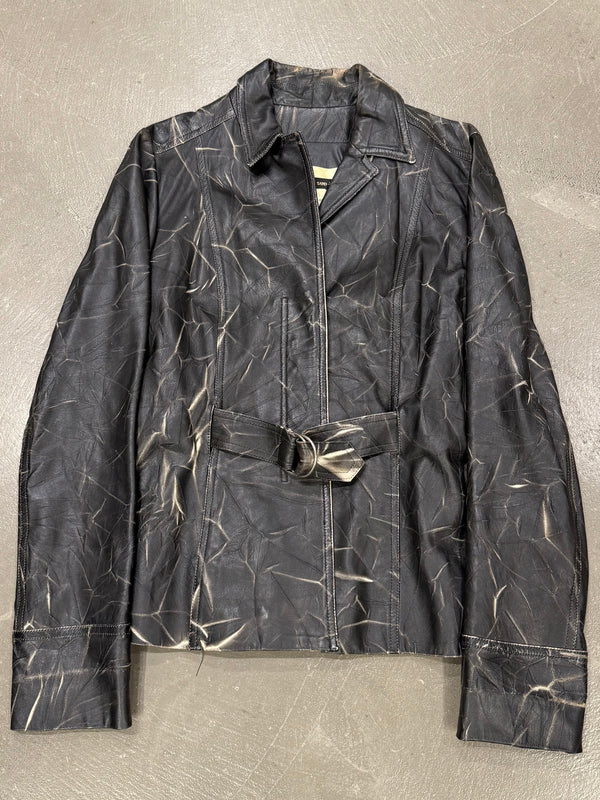 2000s Plein Sud dyed effect distressed leather jacket