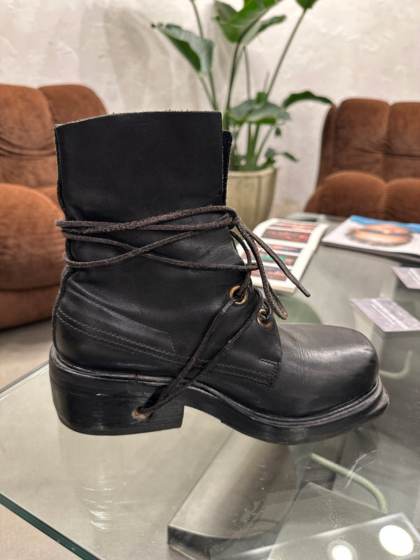 1990s Dirk Bikkembergs lace through heel boots