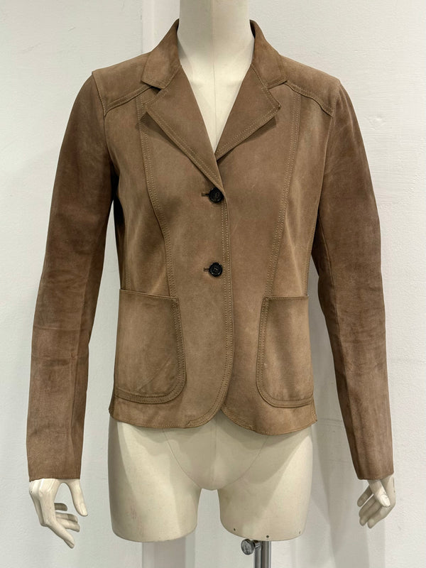 2000s Prada paneled western suede leather blazer