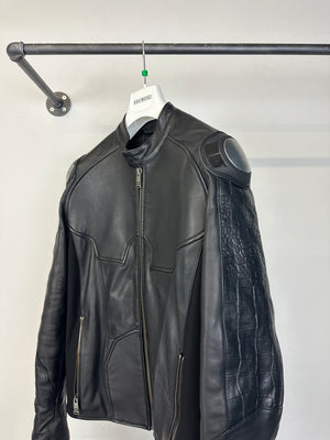 2000s Dirk Bikkembergs muscle reinforced leather jacket