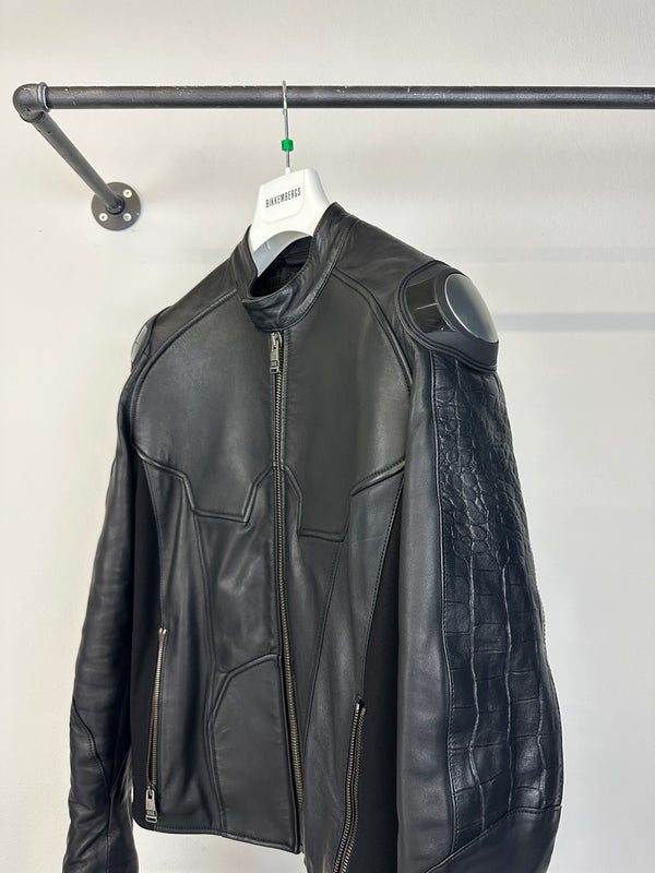 2000s Dirk Bikkembergs muscle reinforced leather jacket