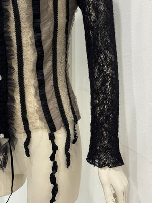 1990s Alexander McQueen lace corset top with crystal buttons