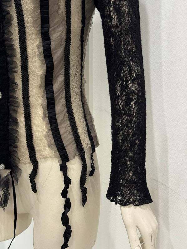 1990s Alexander McQueen lace corset top with crystal buttons