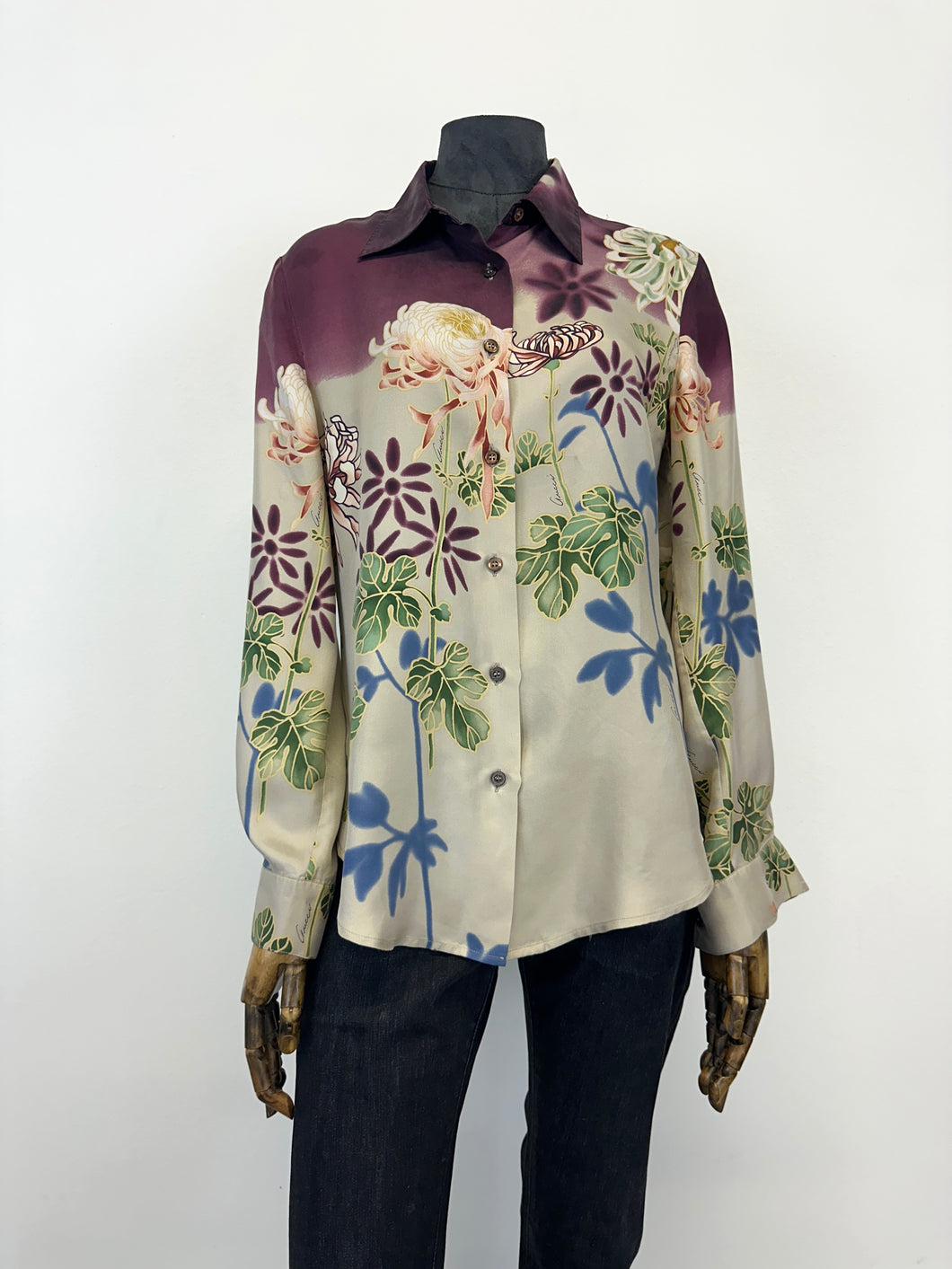 SS2001 Gucci by Tom Ford Chrysanthemum silk shirt