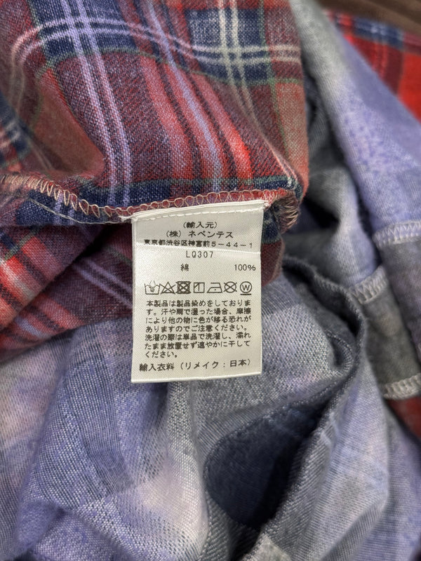 Rebuild By Needles 7-cuts flannel patch plaid shirt