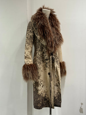 F/W1999 Roberto Cavalli fur-trimmed wool coat