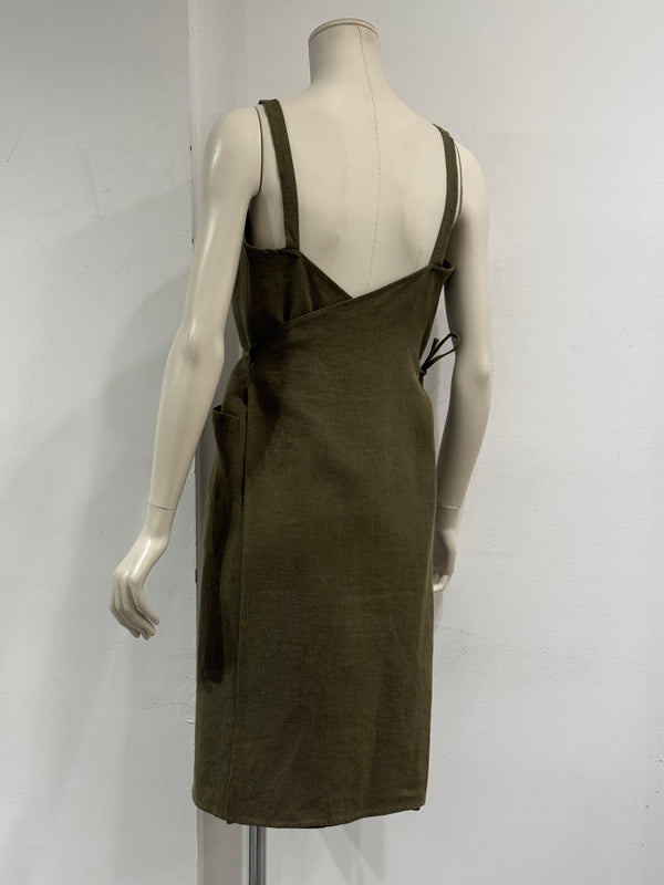 1990s Prada linen wrap dress