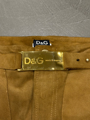 2001 Dolce & Gabbana suede western zipper leather pants