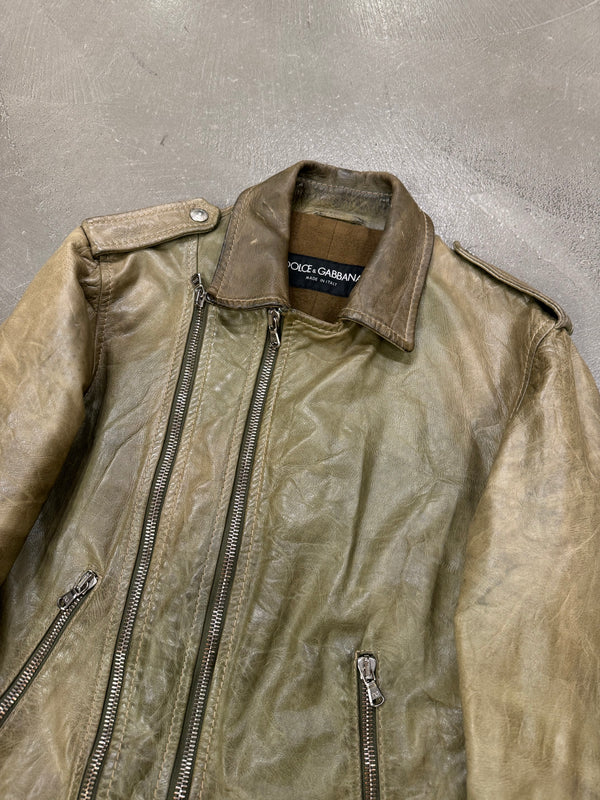 A/W2001 Dolce & Gabbana faded zip aviator jacket