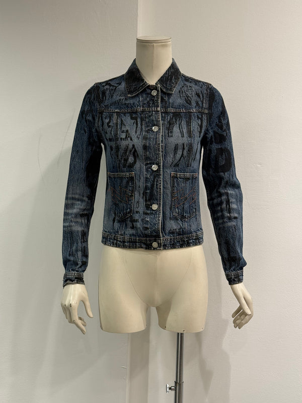 A/W 1997-1998 Walter Van Beirendonck “kiss the future” painted denim jacket