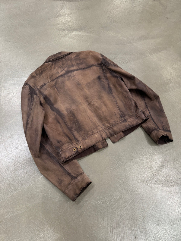 2000s Miu Miu stained treatment leather jacket