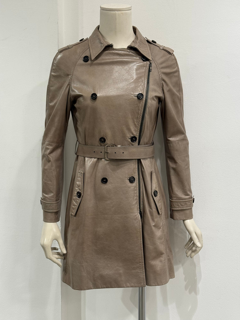 2000s Miu Miu leather trench coat