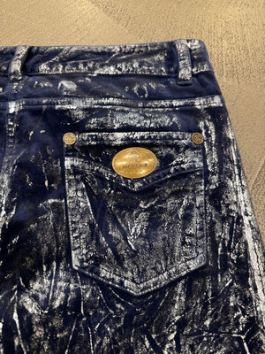 Roberto Cavalli waxed silver pants