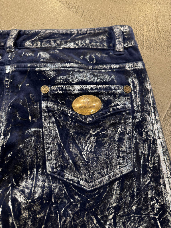 Roberto Cavalli waxed silver pants