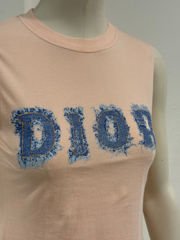 2003 Christian Dior by Galliano denim logo tank top