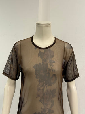 2003 Gucci by Tom Ford floral printed sheer mesh t-Shirt