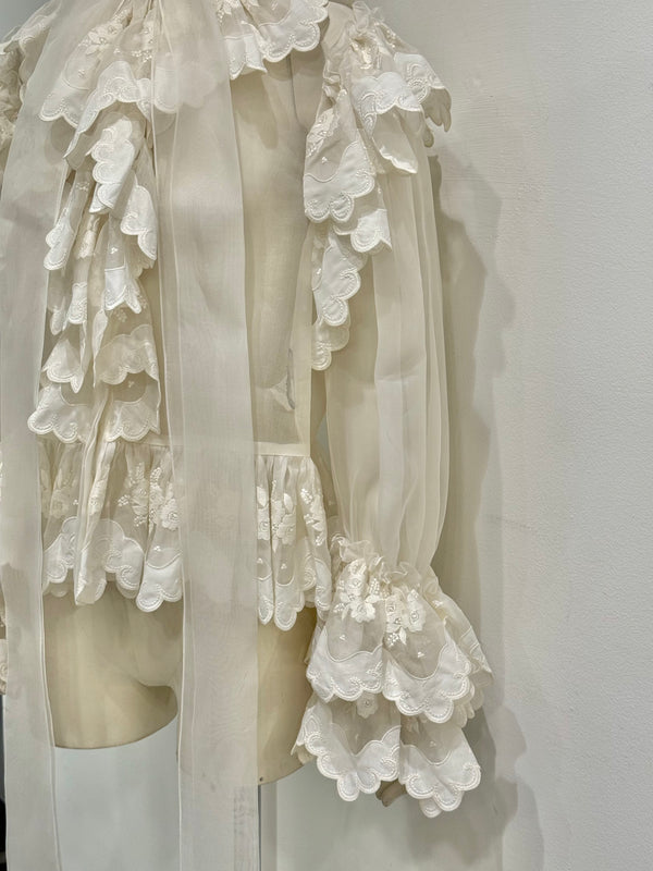 2020s Dolce & Gabbana Sheer ribbon-tie corset blouse shirt