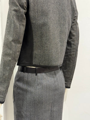 A/W2000 Gucci by Tom Ford runway set leather trip jacket & skirt