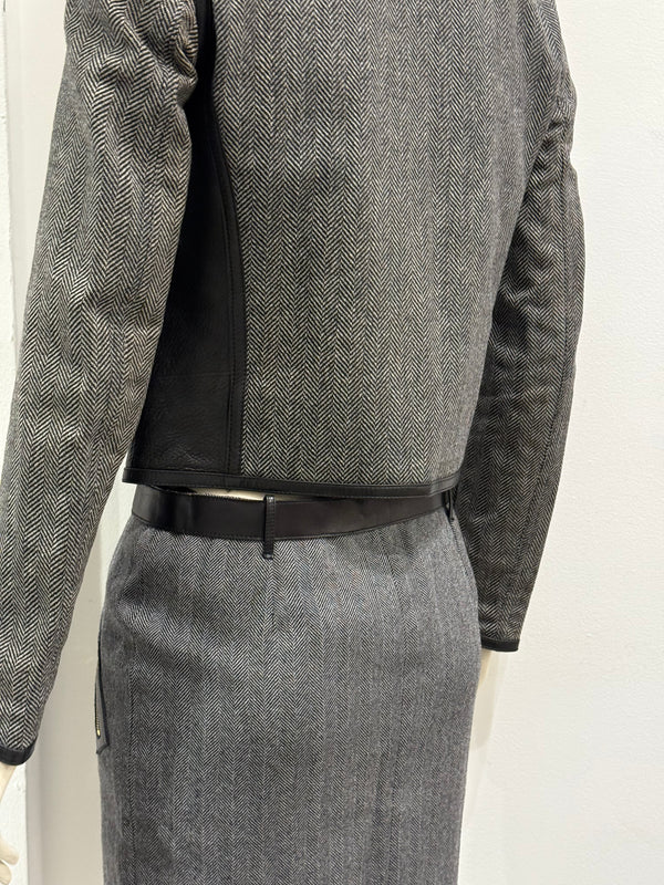 A/W2000 Gucci by Tom Ford runway set leather trip jacket & skirt