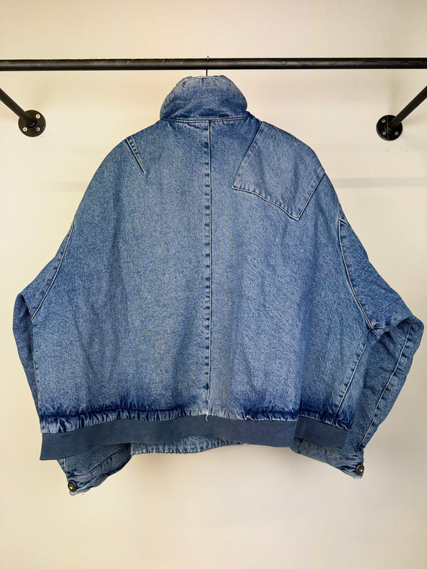 1980s Katharine Hamnett padded denim double breasted bomber