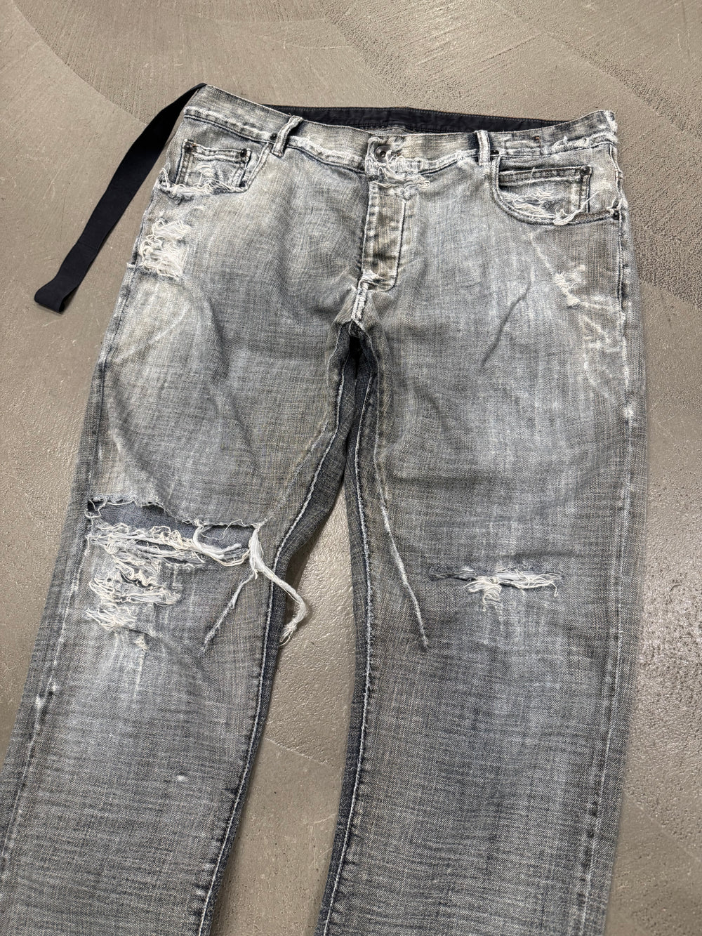 2000s Rick Owens trashed distressed jeans