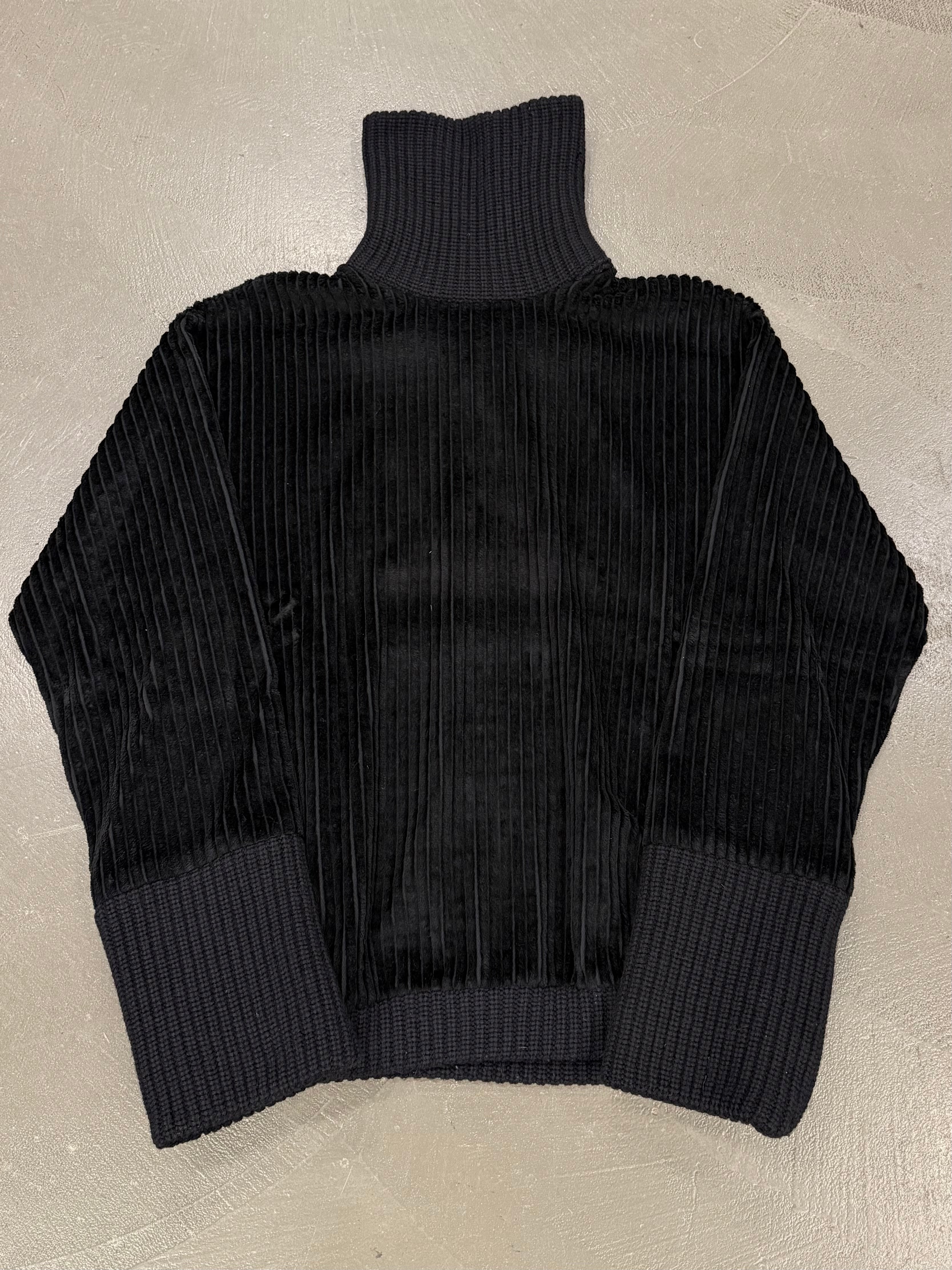 RAF SIMONS ブラック メッシュニットセーター F/W2000-2001 Raf Simons ribbed knit turtleneck sweater