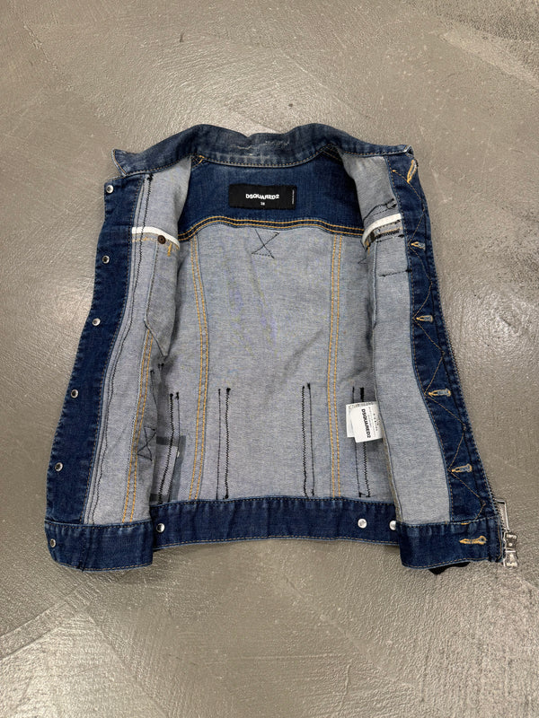2016 Dsquared2 bondage straps zipper denim vest