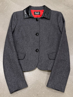 2000s Dolce & Gabbana patent collar wool jacket
