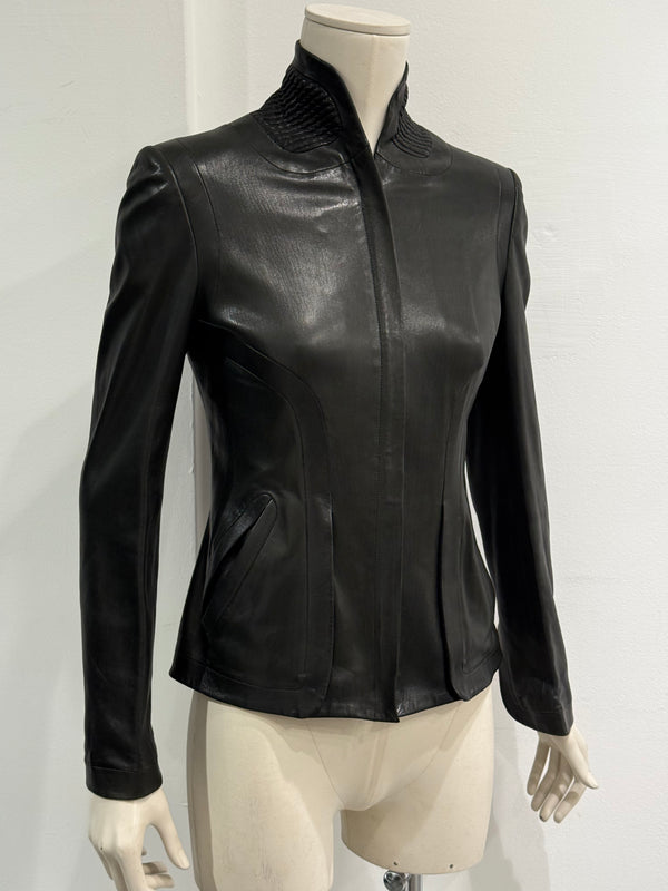 A/W2003 Alexander McQueen paneled biker leather jacket